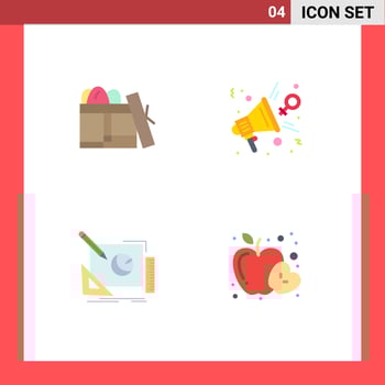 Mobile Interface Flat Icon Set of 4 Pictograms of gift logo day opinion creative Editable Vector Design Elements