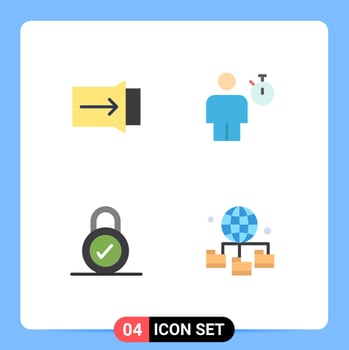 Flat Icon Pack of 4 Universal Symbols of gesture padlock avatar performance globe Editable Vector Design Elements