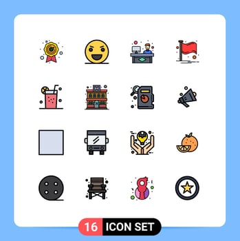 Set of 16 Modern UI Icons Symbols Signs for healthy place chat notification country Editable Creative Vector Design Elements
