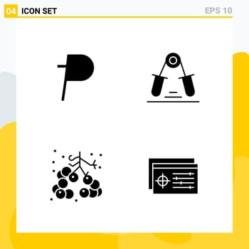 Collection of 4 Universal Solid Icons Icon Set for Web and Mobile Creative Black Icon vector background