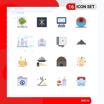 Universal Icon Symbols Group of 16 Modern Flat Colors of canada building monitor star wars death Editable Pack of Creative Vector Design Elements