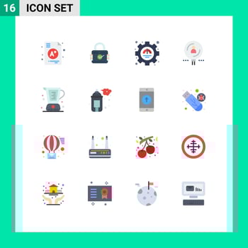 Universal Icon Symbols Group of 16 Modern Flat Colors of baked professional efficiency magnifier find Editable Pack of Creative Vector Design Elements
