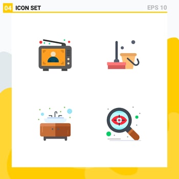 4 Thematic Vector Flat Icons and Editable Symbols of ad bathroom man clean sink Editable Vector Design Elements