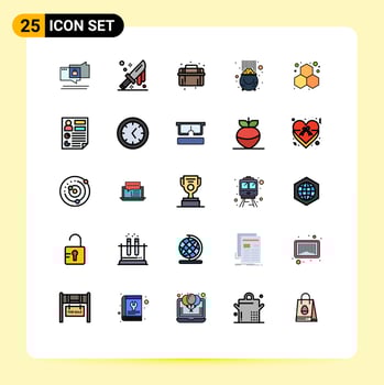 Pictogram Set of 25 Simple Filled line Flat Colors of chemistry patrick mechanical luck fortune Editable Vector Design Elements