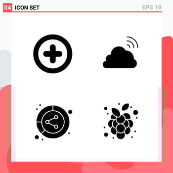 Collection of 4 Vector Icons in solid style Modern Glyph Symbols for Web and Mobile Solid Icon Sign Isolated on White Background 4 Icons Creative Black Icon vector background