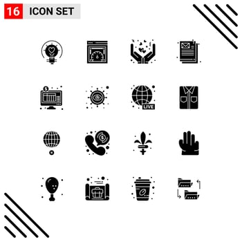 Stock Vector Icon Pack of 16 Line Signs and Symbols for internet marketing web speed checking email love Editable Vector Design Elements