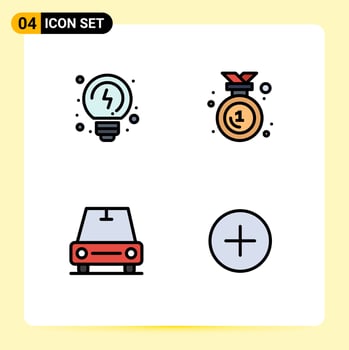 User Interface Pack of 4 Basic Filledline Flat Colors of brainstorming van award medal add Editable Vector Design Elements