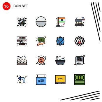 Stock Vector Icon Pack of 16 Line Signs and Symbols for decoration flag flag moon pan Editable Creative Vector Design Elements