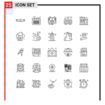 Pack of 25 creative Lines of watch digital note clock seo Editable Vector Design Elements