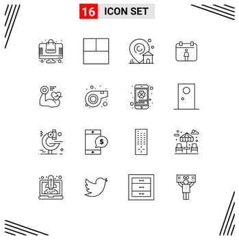 16 Thematic Vector Outlines and Editable Symbols of sport beat house heart growth Editable Vector Design Elements