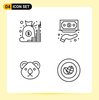 4 Creative Icons for Modern website design and responsive mobile apps. 4 Outline Symbols Signs on White Background. 4 Icon Pack. vector
