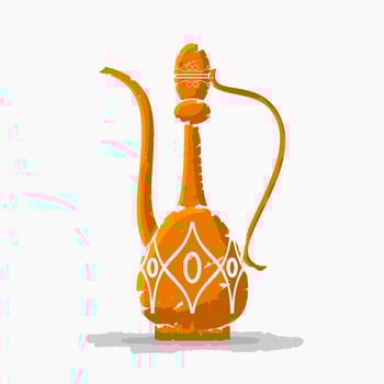 Editable Isolated on White Background Arabian Coffee Jug Vector Illustration in Brush Strokes Style for Cafe With Middle Eastern Culture Tradition and Islamic Moments Related Design