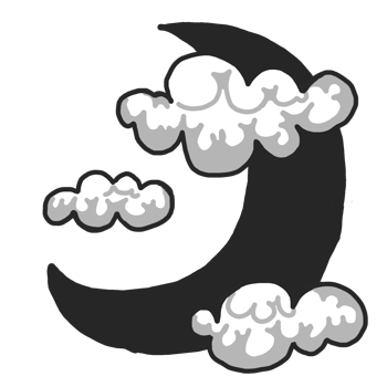 Crescent Moon with Cloudy Theme png