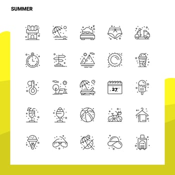 Set of Summer Line Icon set 25 Icons Vector Minimalism Style Design Black Icons Set Linear pictogram pack