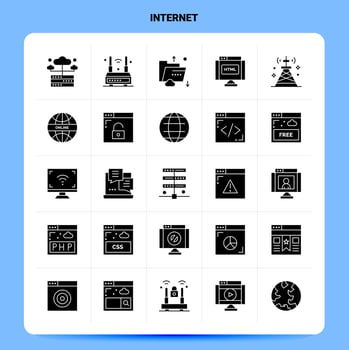 Solid 25 Internet Icon set Vector Glyph Style Design Black Icons Set Web and Mobile Business ideas design Vector Illustration