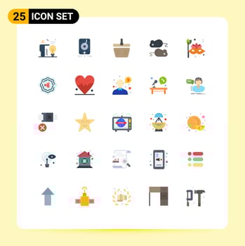 Mobile Interface Flat Color Set of 25 Pictograms of brazil closing test basket test closing Editable Vector Design Elements