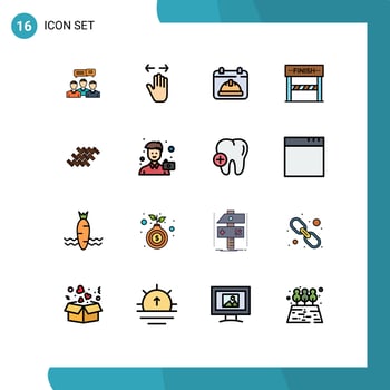 Modern Set of 16 Flat Color Filled Lines Pictograph of sport finish left date hat Editable Creative Vector Design Elements