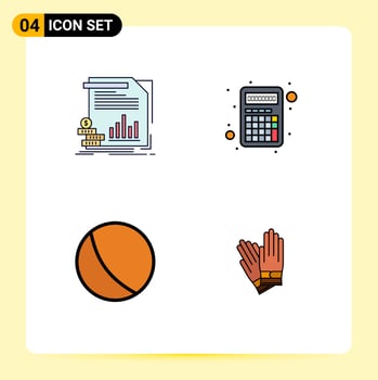 Set of 4 Modern UI Icons Symbols Signs for economy baby information calculator toy Editable Vector Design Elements