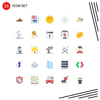 Group of 25 Modern Flat Colors Set for food chemistry embarrassed molecule atom Editable Vector Design Elements