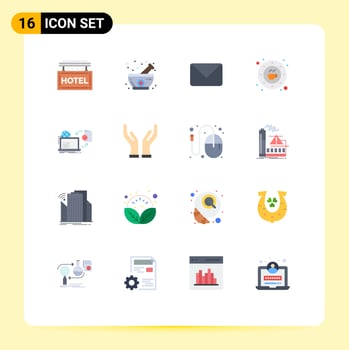 16 Flat Color concept for Websites Mobile and Apps disc drink twitter coffee bean Editable Pack of Creative Vector Design Elements