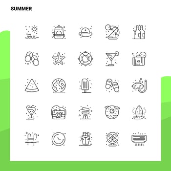 Set of Summer Line Icon set 25 Icons Vector Minimalism Style Design Black Icons Set Linear pictogram pack