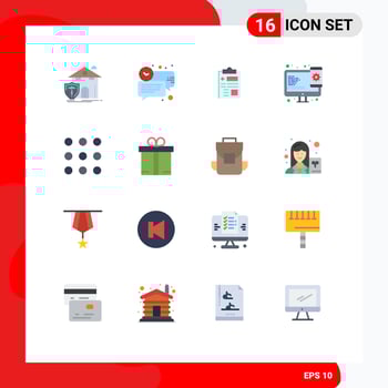 Modern Set of 16 Flat Colors and symbols such as web design responsive message design health Editable Pack of Creative Vector Design Elements