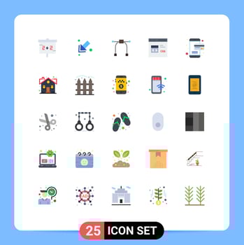 Stock Vector Icon Pack of 25 Line Signs and Symbols for building online tool card develop Editable Vector Design Elements