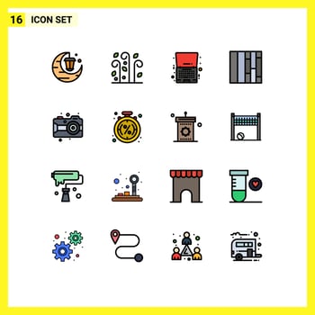 Mobile Interface Flat Color Filled Line Set of 16 Pictograms of paint art friday gird offer Editable Creative Vector Design Elements