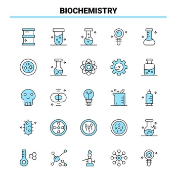 25 Biochemistry Black and Blue icon Set Creative Icon Design and logo template vector