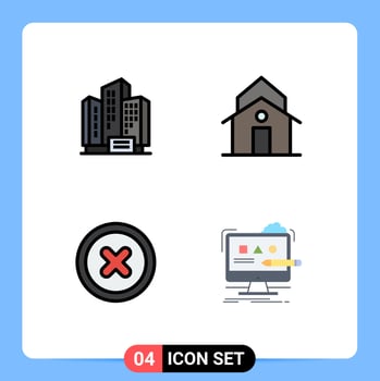4 Thematic Vector Filledline Flat Colors and Editable Symbols of address basic company house ui Editable Vector Design Elements