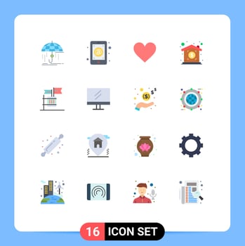 Universal Icon Symbols Group of 16 Modern Flat Colors of ballot price mail investment like Editable Pack of Creative Vector Design Elements