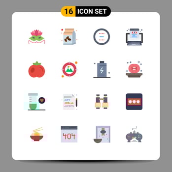 Stock Vector Icon Pack of 16 Line Signs and Symbols for tomato web circle program code Editable Pack of Creative Vector Design Elements