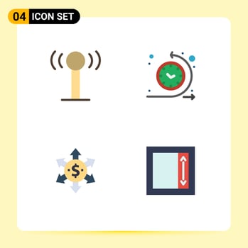 Pack of 4 creative Flat Icons of service arrow cycle time time process i frame Editable Vector Design Elements