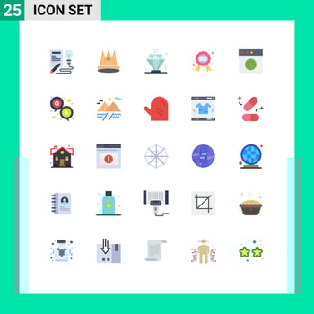 Flat Color Pack of 25 Universal Symbols of offer guaranteed label position badge membership Editable Vector Design Elements
