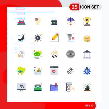 Flat Color Pack of 25 Universal Symbols of valentine protect thinking love secure Editable Vector Design Elements