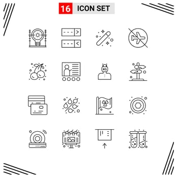 Group of 16 Modern Outlines Set for sign flying creative disabled graphical Editable Vector Design Elements