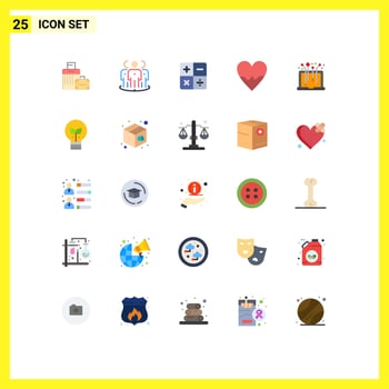 Group of 25 Flat Colors Signs and Symbols for laptop skin marketing beat heart Editable Vector Design Elements