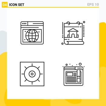 Collection of 4 Universal Line Icons Icon Set for Web and Mobile vector