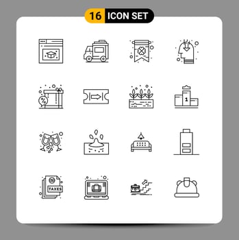 Set of 16 Modern UI Icons Symbols Signs for shopping discount clover box opinion Editable Vector Design Elements