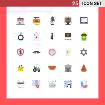 Modern Set of 25 Flat Colors Pictograph of designing tool laptop electronics dessert birthday Editable Vector Design Elements