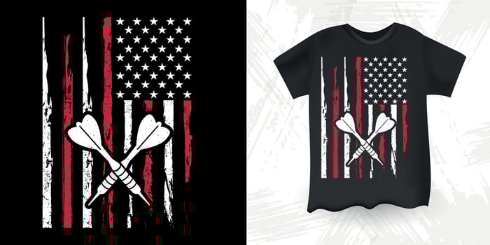 American Flag Funny Dart Player Retro Vintage Dart Throwing T-Shirt Design vector