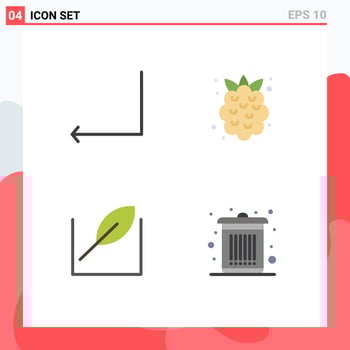 4 Creative Icons Modern Signs and Symbols of arrow tree food strawberry dustbin Editable Vector Design Elements