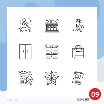 9 Creative Icons Modern Signs and Symbols of wardrobe home money furniture repair Editable Vector Design Elements