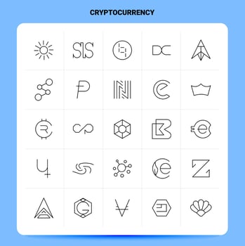 OutLine 25 Cryptocurrency Icon set Vector Line Style Design Black Icons Set Linear pictogram pack Web and Mobile Business ideas design Vector Illustration