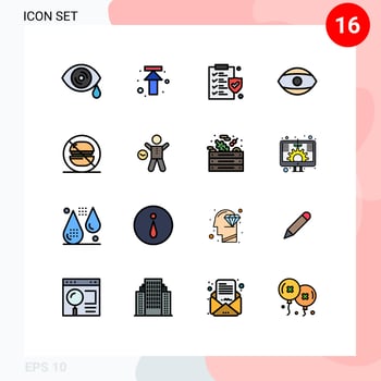 Stock Vector Icon Pack of 16 Line Signs and Symbols for no food insurance fast human Editable Creative Vector Design Elements