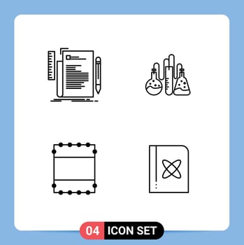 Set of 4 Vector Filledline Flat Colors on Grid for code layout programming dope book Editable Vector Design Elements