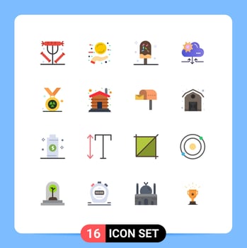 16 Universal Flat Color Signs Symbols of arrow setting tag cloud summer Editable Pack of Creative Vector Design Elements