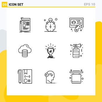 User Interface Pack of 9 Basic Outlines of award money timer computing game Editable Vector Design Elements