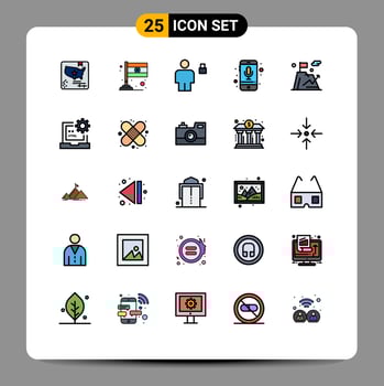 Modern Set of 25 Filled line Flat Colors and symbols such as business recording body phone device Editable Vector Design Elements