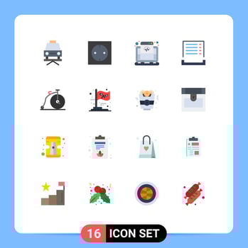 Pictogram Set of 16 Simple Flat Colors of transportation bike hosting receipt cash Editable Pack of Creative Vector Design Elements